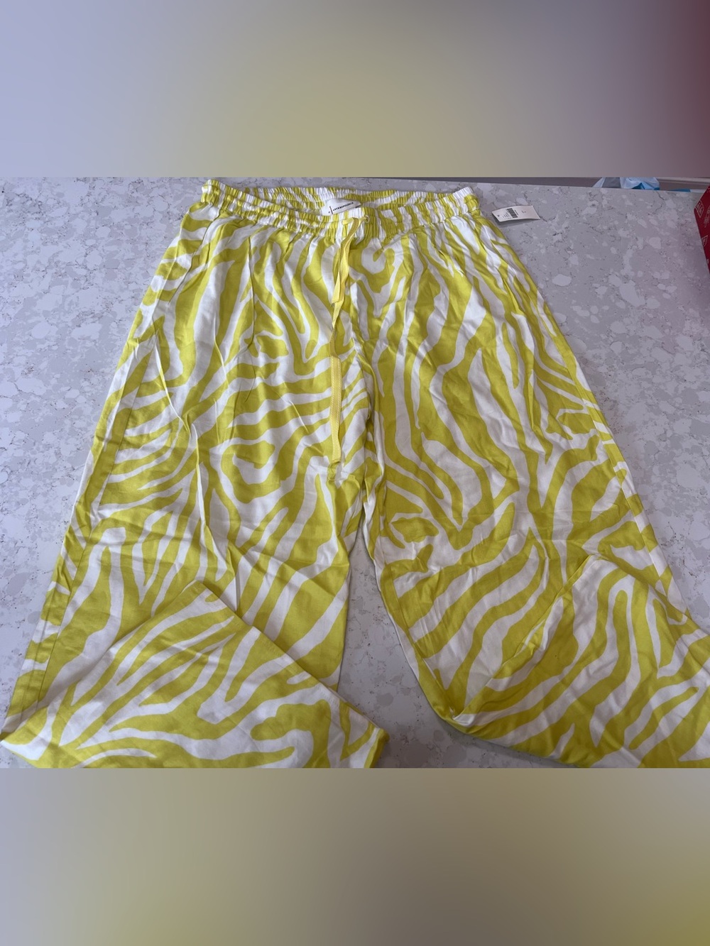 Anthropologie Zebra Citron Chartreuse Animal Print PJ Pants L NWT